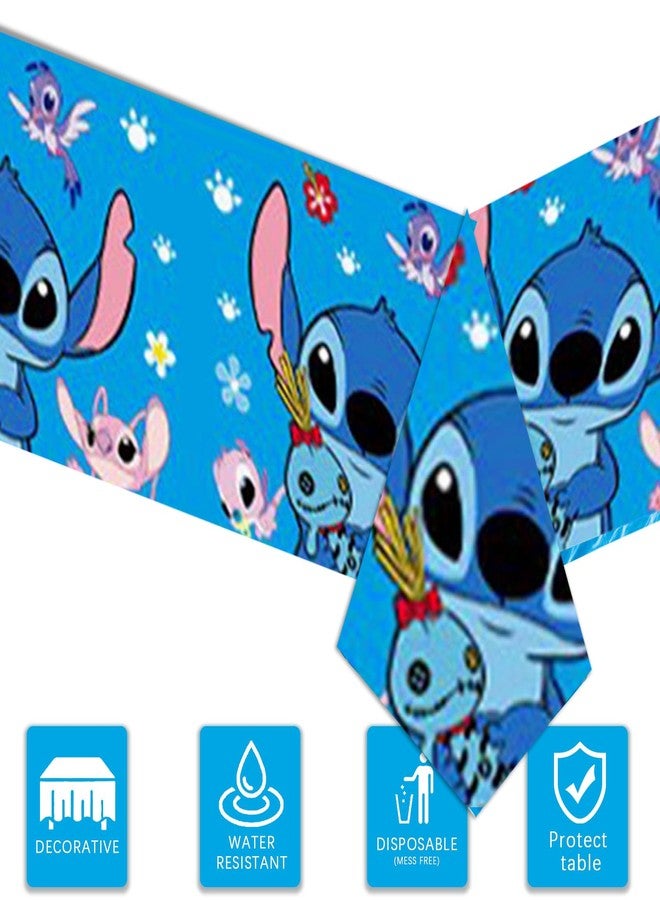 Omto 2Pcs Stitch Tablecloth Disposable Tablecover Birthday Party Supplies and Decorations for Kid Boy Baby Shower Rectangle Tables 70"X42",2 Pack - Image 3